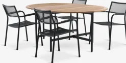 RENA + HEMSEDALMesa RENA L54/175 madera dura + 4 sillas HEMSEDAL negro