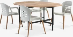 RENA + NYLENDIAMesa RENA L54/175 madera dura + 4 sillas NYLENDIA beis