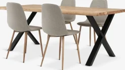 ROSLEV + BISTRUPMesa ROSLEV L200 roble natural + 4 sillas BISTRUP arena