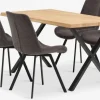 ROSLEV + HYGUMMesa ROSLEV L140 roble natural + 4 sillas HYGUM gris