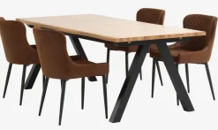 SANDBYMesa SANDBY L210 roble natural + 4 sillas PEBRINGE marrón