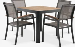 SIRDAL + SIRDALMesa SIRDAL L91 madera dura + 4 sillas SIRDAL gris