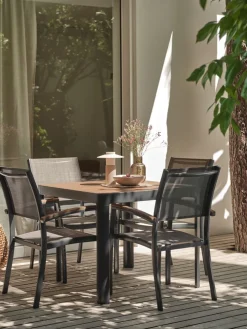 SIRDAL + SIRDALMesa SIRDAL L91 madera dura + 4 sillas SIRDAL gris