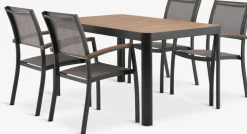 SIRDAL + SIRDALMesa SIRDAL L149 madera dura + 4 sillas SIRDAL gris