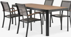 SIRDAL + SIRDALMesa SIRDAL L211 madera dura + 4 sillas SIRDAL gris