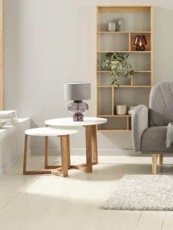 SVENSTRUPMesas nido SVENSTRUP Ø60/50 blanco/roble natural juego de 2