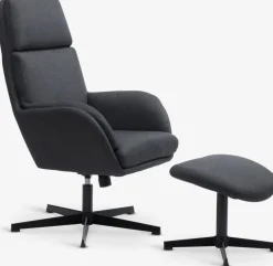 TANKEDALSillón reclinable con reposapiés TANKEDAL tela gris oscuro
