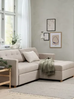 TEGLHUSESofá cama con chaise longue TEGLHUSE tela beis