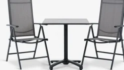 TIPMOSE + MELLBYMesa TIPMOSE L70 gris + 2 sillas MELLBY negro