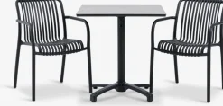 TIPMOSE + NABBENMesa TIPMOSE L70 gris + 2 sillas NABBEN negro