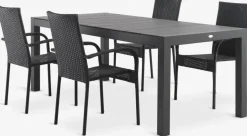 TYDAL + GUDHJEMMesa TYDAL L208/272 + 4 sillas GUDHJEM negro