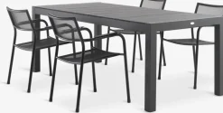 TYDAL + HEMSEDALMesa TYDAL L208/272 + 4 sillas HEMSEDAL negro