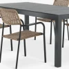 TYDAL + ORKANGERMesa TYDAL L208/272 negro + 4 sillas ORKANGER natural
