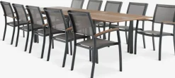 ULBJERG + SIRDALMesa ULBJERG L214/297 madera dura + 4 sillas SIRDAL gris