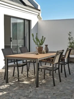 ULBJERG + SIRDALMesa ULBJERG L214/297 madera dura + 4 sillas SIRDAL gris