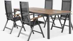 ULBJERG + SIRDALMesa ULBJERG L214/297 madera dura + 4 sillas SIRDAL gris