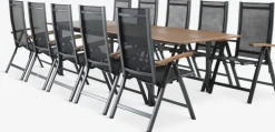 ULBJERG + SIRDALMesa ULBJERG L214/297 madera dura + 4 sillas SIRDAL gris