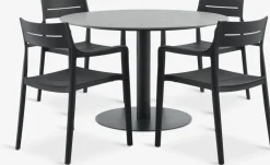 VAMDRUP + INGSTRUPMesa VAMDRUP Ø120 gris + 4 sillas INGSTRUP negro