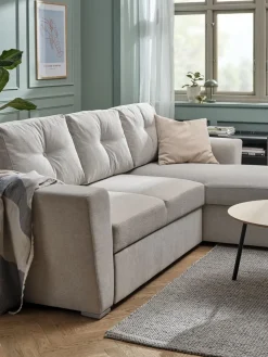 VEJLBYSofá cama chaise longue VEJLBY tela arena claro