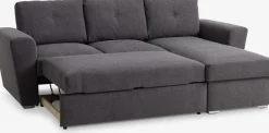 VEJLBYSofá cama con chaise longue VEJLBY tela gris oscuro