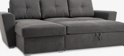 VEJLBYSofá cama con chaise longue VEJLBY tela gris oscuro