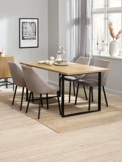 VELLEVSilla de comedor VELLEV tela arena/negro