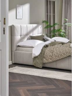 VEMMELEVEstructura de cama VEMMELEV con almacenaje 135x190 tela beis