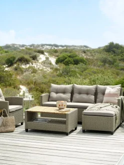 VENConjunto muebles jardín VEN 4 plazas chaise longue natural