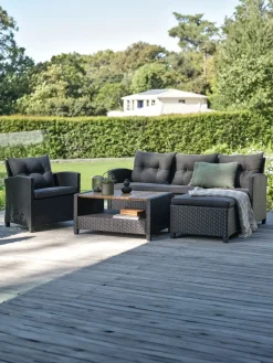 VENConjunto muebles jardín VEN 4 plazas con chaise longue negro