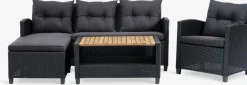 VENConjunto muebles jardín VEN 4 plazas con chaise longue negro