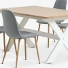 VISLINGE + JONSTRUPMesa VISLINGE L150 natural + 4 sillas JONSTRUP azul claro